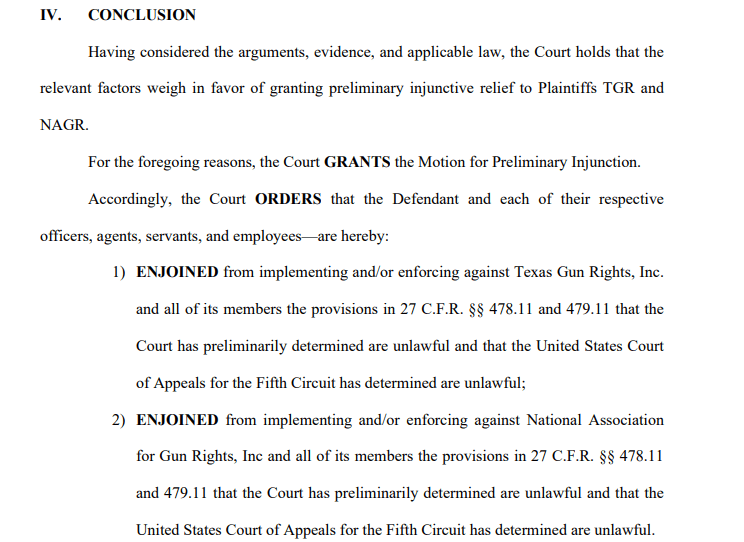 Texas Gun Rights Achieves Legal Milestone with Preliminary Injunction Against ATF